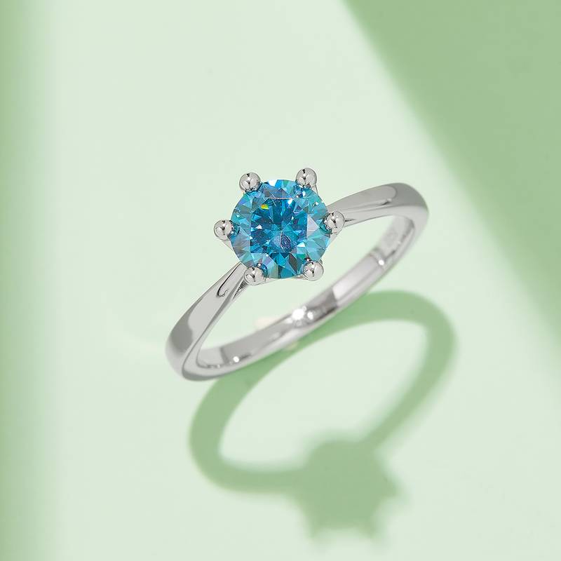 直臂皇冠S925银镀白金MoissaniteWomen's Ring1ctD级